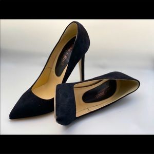 Italian Black Suede Stiletto Heels Pumps